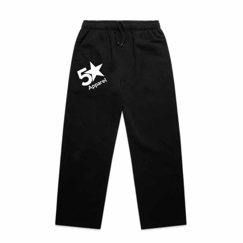 5 Star Black Track pant – Classic White Logo